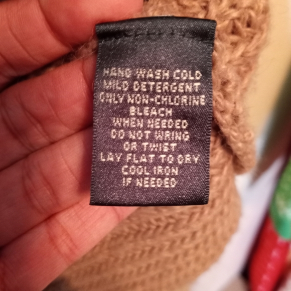 LRL Beige Super Soft Deep Cowl Neck Coastal Wool Blend Sweater S - Picture 4 of 9